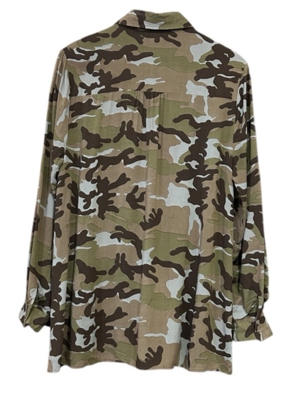ANDREE BY UNIT Sz L Camo Shirt with Floral Accents - Picture 4 of 10
